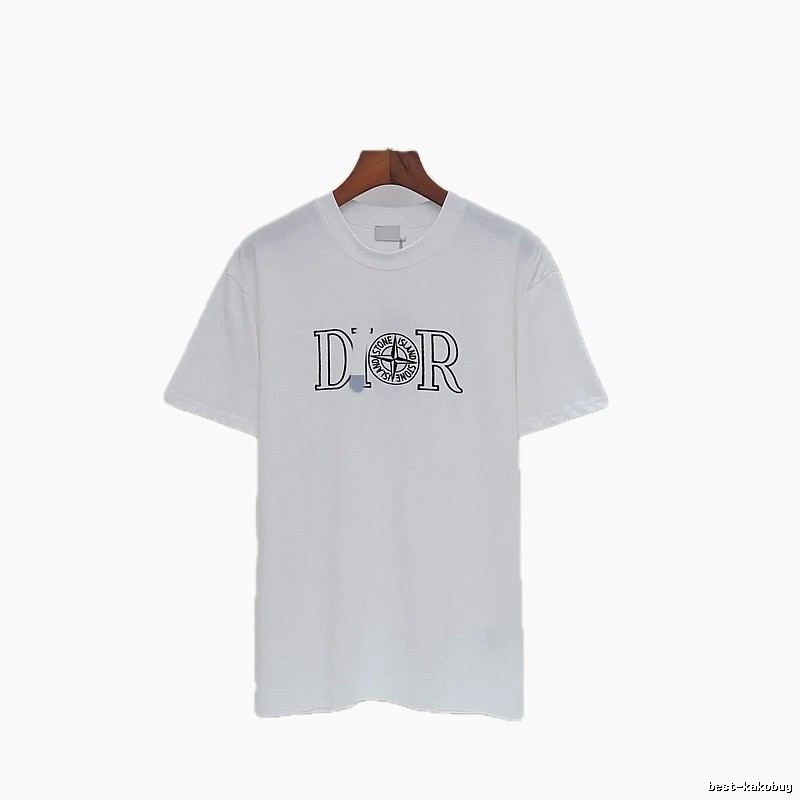 Dior x Stone Island Co-branded Casual Style White T-Shirt