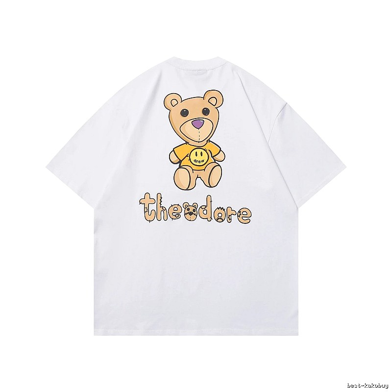 DREW Bear Print Street Style White T-shirt