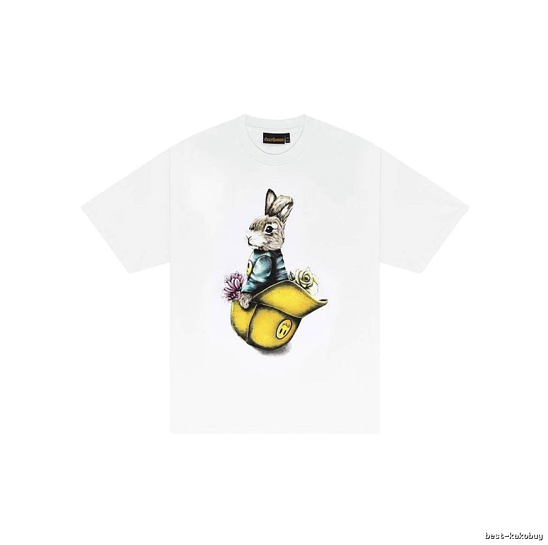 DREW Rabbit Print Street Style White Short-sleeve T-shirt