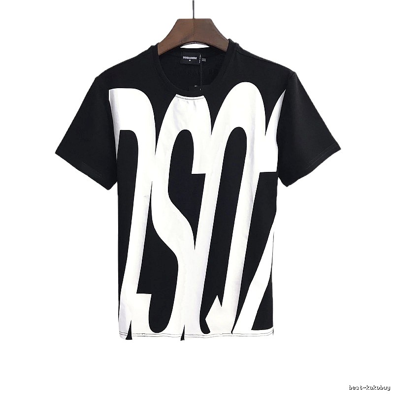 DSQ Large Letter Street Style Black and White Short Sleeve T-Shirt