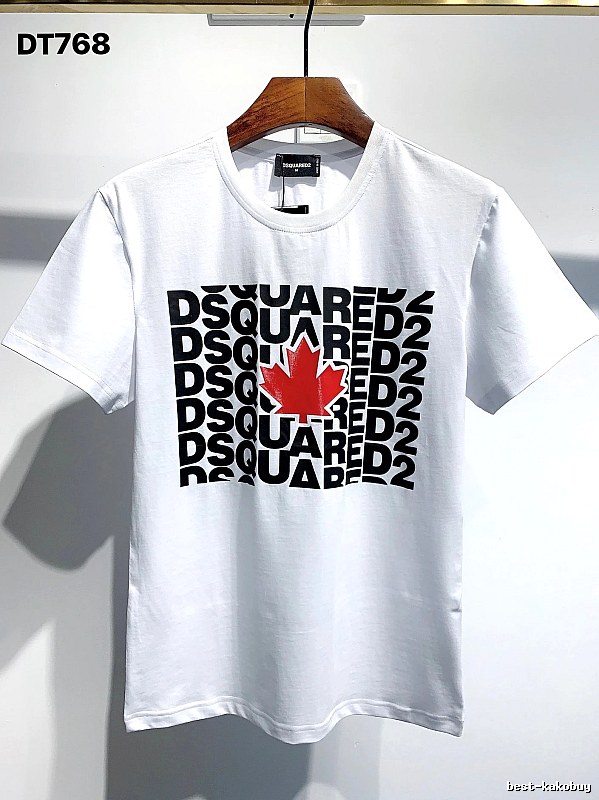DSQ2 Maple Leaf Print Street Style White Short Sleeve T-Shirt
