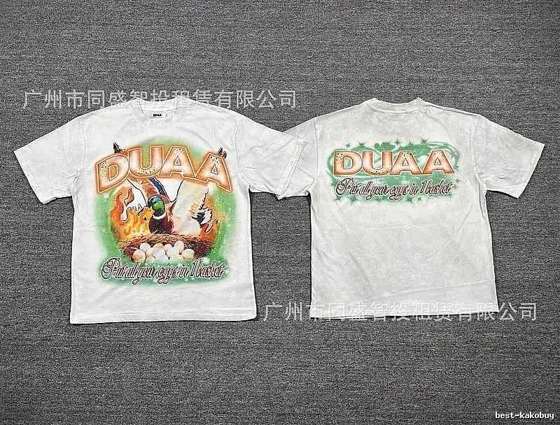 DUAA Wild Duck Print Vintage Style White Short-sleeve T-shirt