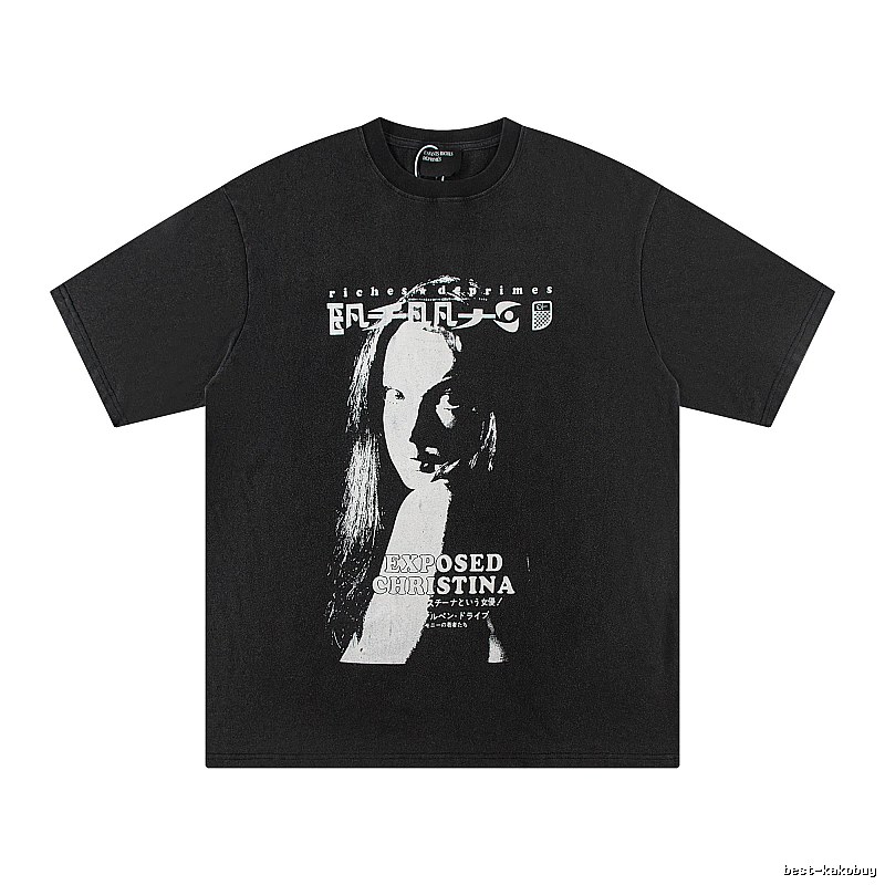 ERD GRJKD Portrait Print Dark Style Black T-Shirt