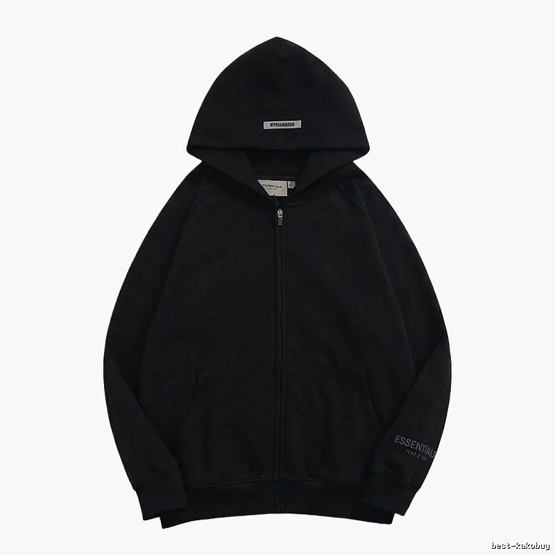ESSENTIALS minimalist style black hoodie