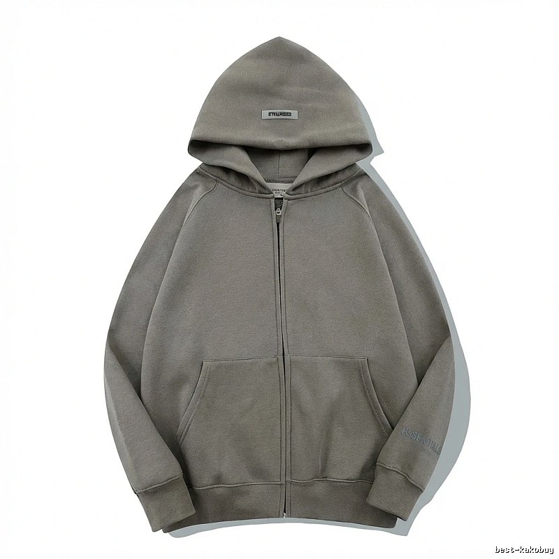 ESSENTIALS minimalist style grey hoodie