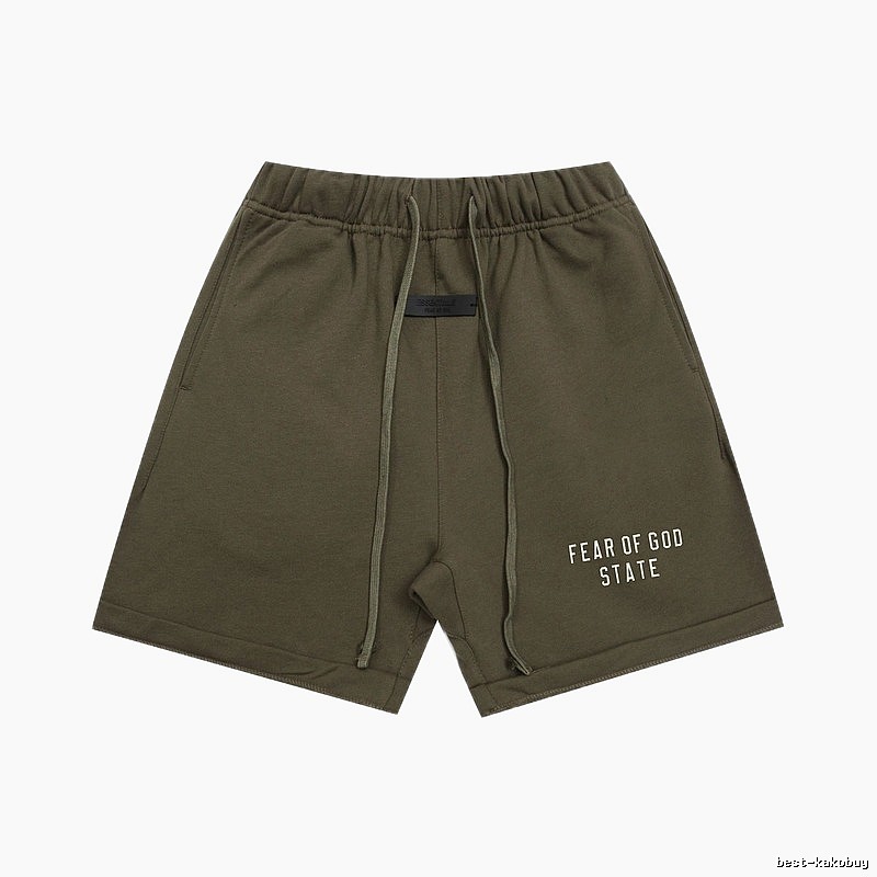ESSENTIALS Sporty Military Green Shorts