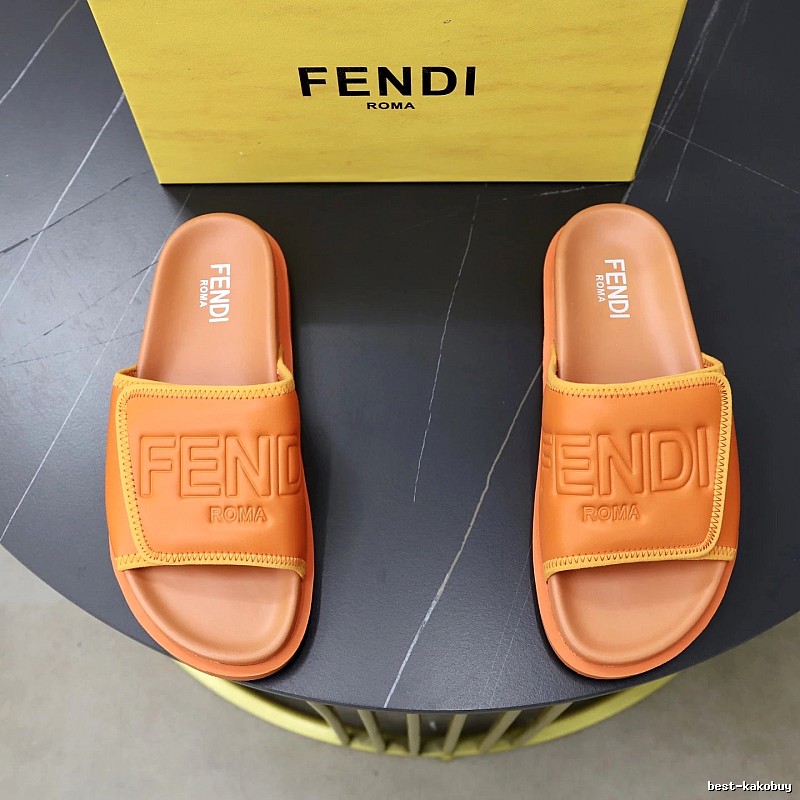 Fendi Roma Minimalist Style Orange Slide Sandals