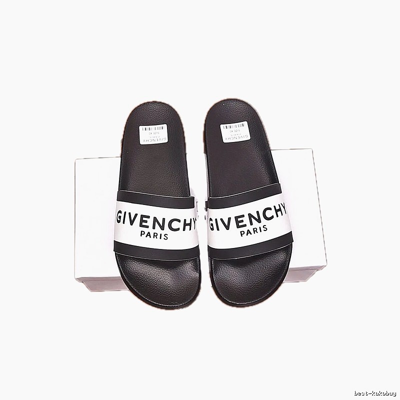 Givenchy Letter Printed Streetwear-style Black and White Slides