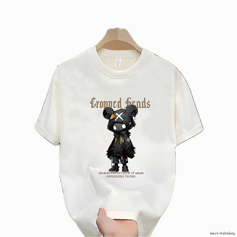 Gloomy Bear Printed Street-style Off-white Short-sleeve T-shirt