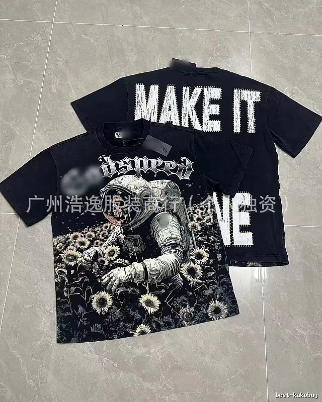 GOD Skull Astronaut Dark Style Black Short-sleeve T-shirt