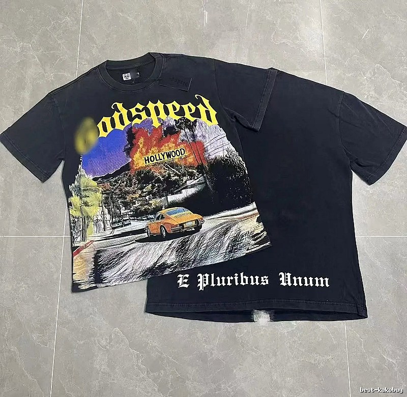 Godspeed Hollywood Print Vintage Black T-Shirt