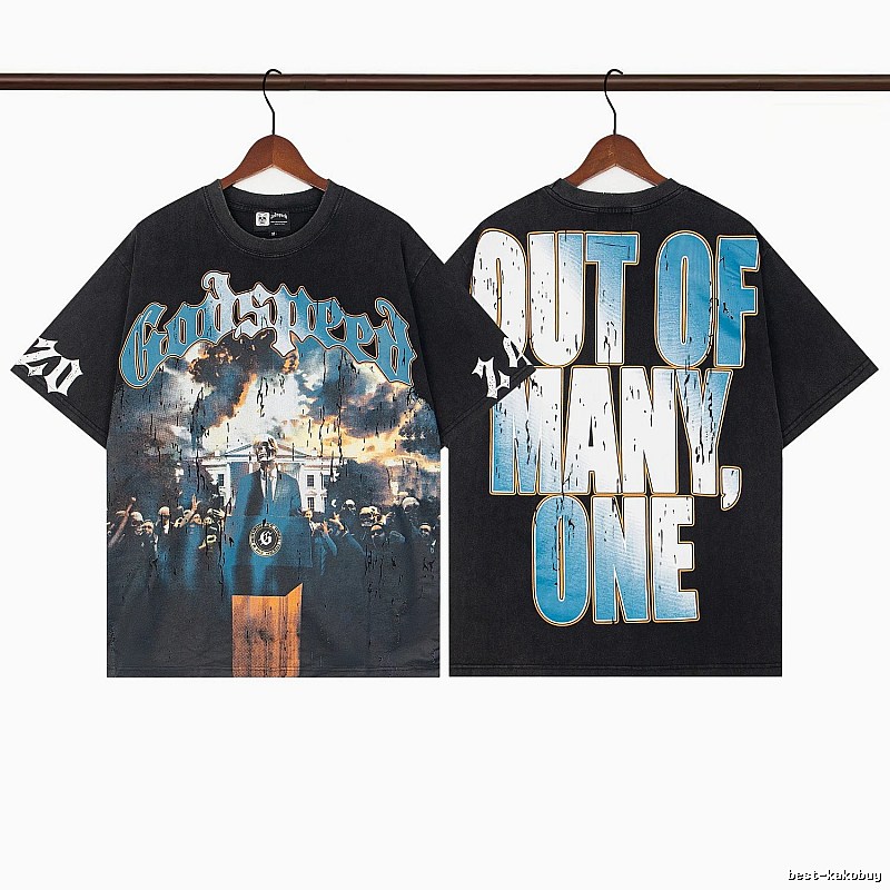 Godspeed Print American Retro Black T-shirt