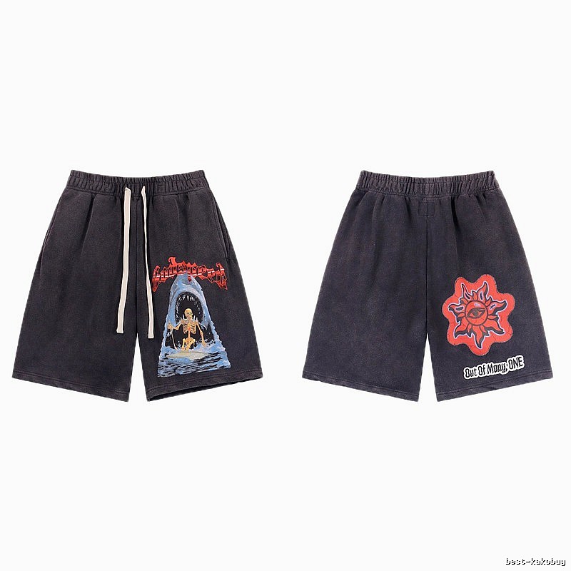 Godspeed Skull Print Trendy Cool Charcoal Gray Shorts