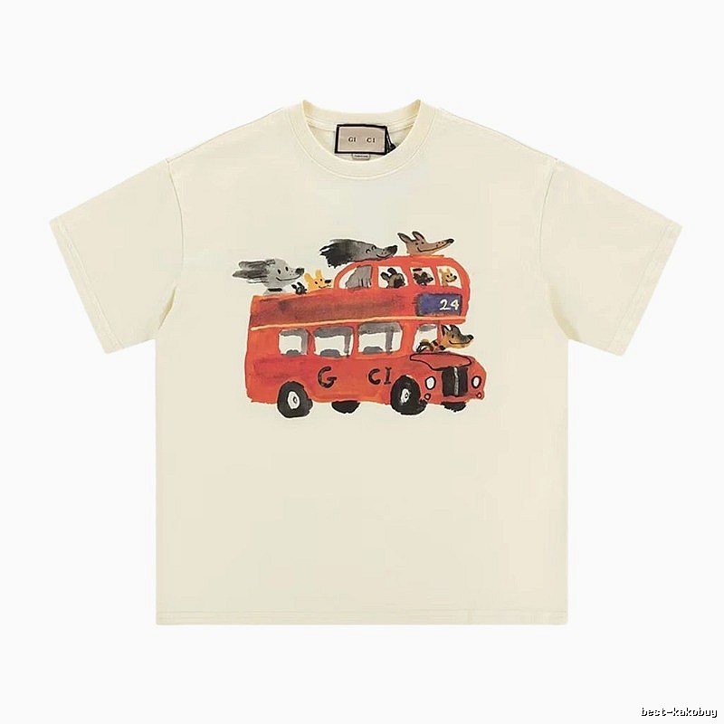 Gucci Bus Print Whimsical Style Off-white T-Shirt