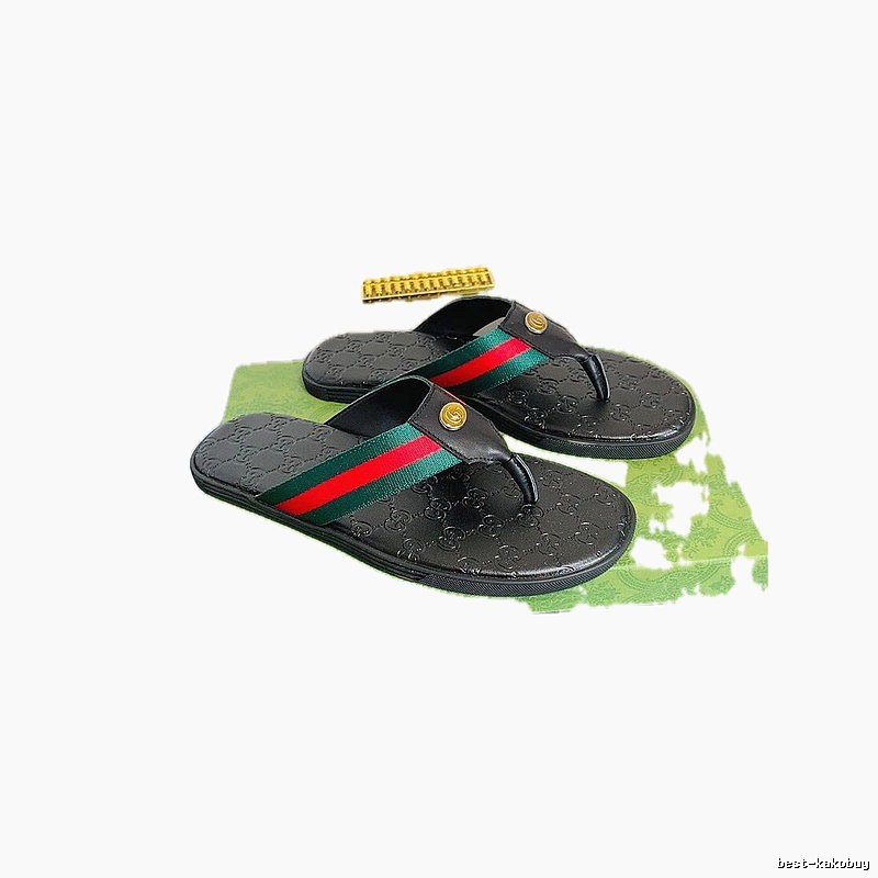 Gucci Classic Webbing Vintage-Style Black Flip-Flops