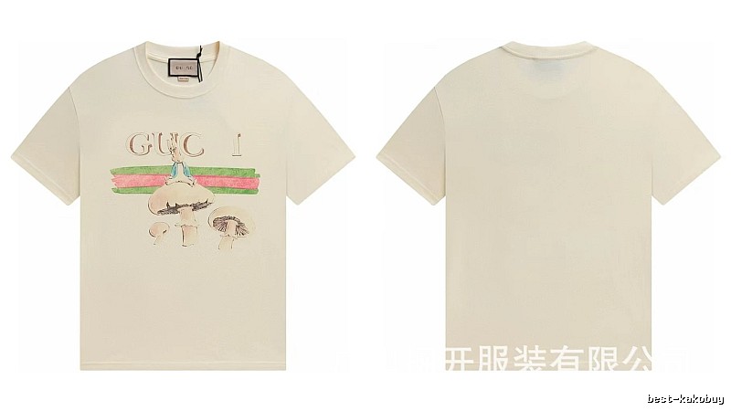 Gucci Co-branded Retro Style Off-white Printed T-Shirt