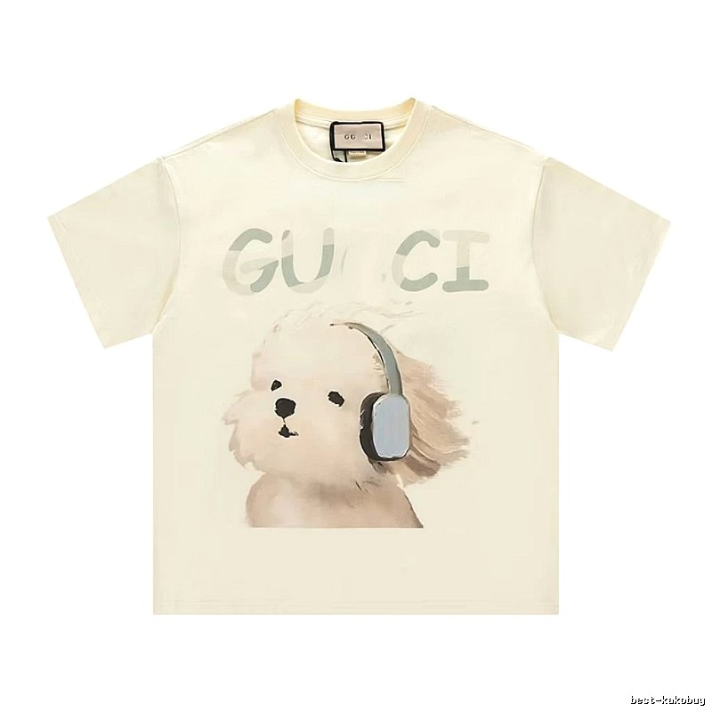Gucci Dog Print Casual Style Off-white T-shirt