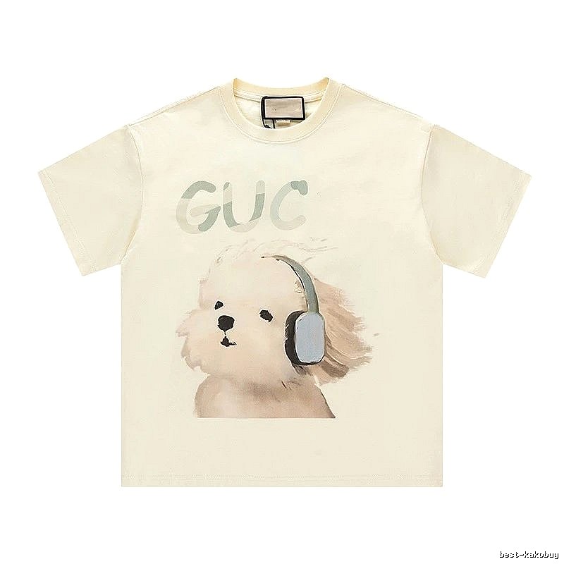 Gucci Puppy Print Casual Off-white T-Shirt