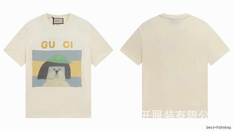 Gucci Puppy Print Casual Style Off-white T-shirt
