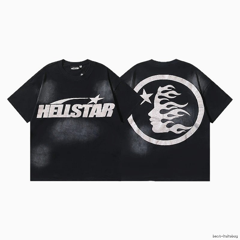 Hellstar Flame Portrait Street Style Black T-shirt