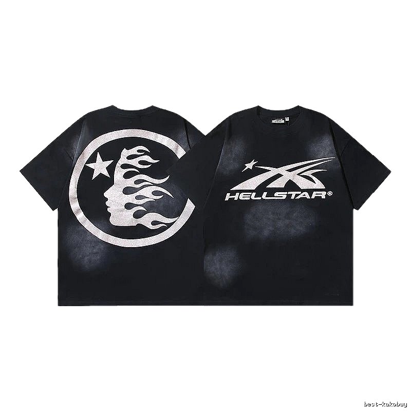 Hellstar Flame Print Street Style Black T-Shirt