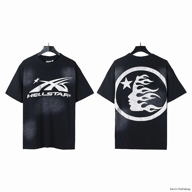 Hellstar Flame Print Street Style Black T-Shirt