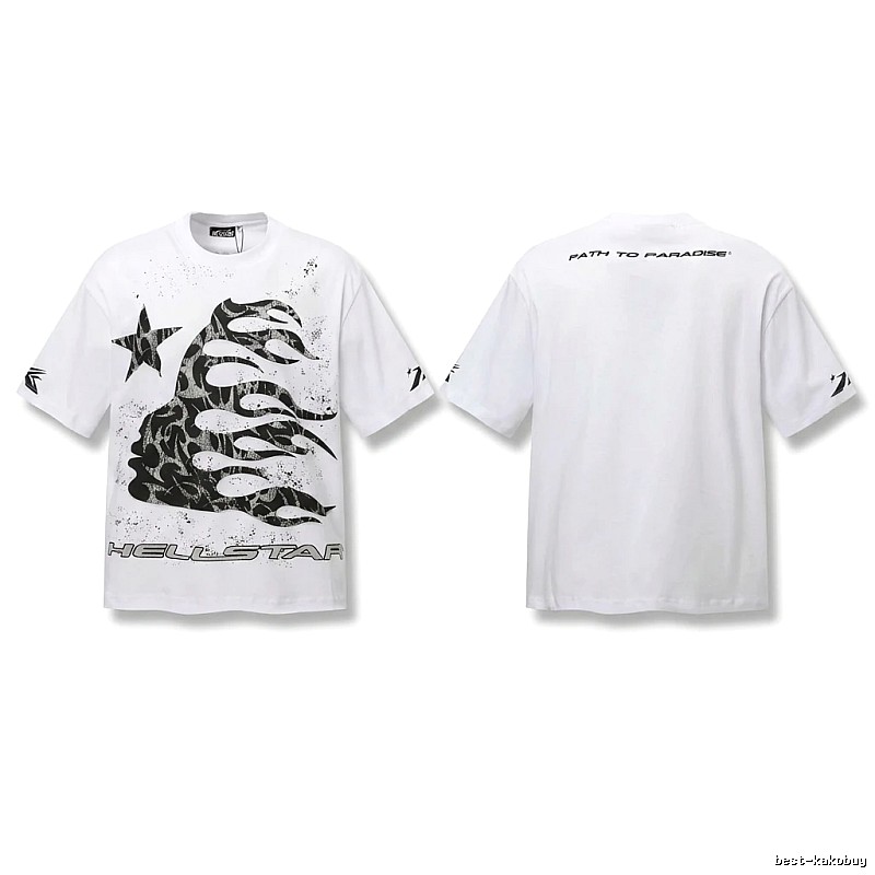 Hellstar Flame Print Style White T-shirt