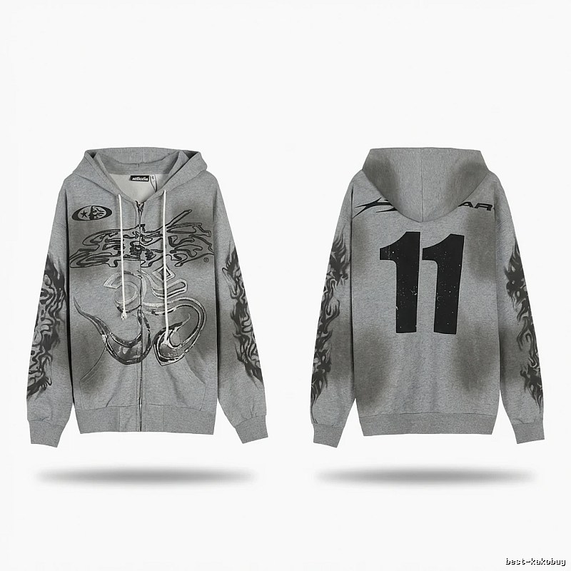 Hellstar Flame Wind Gray Sweatshirt