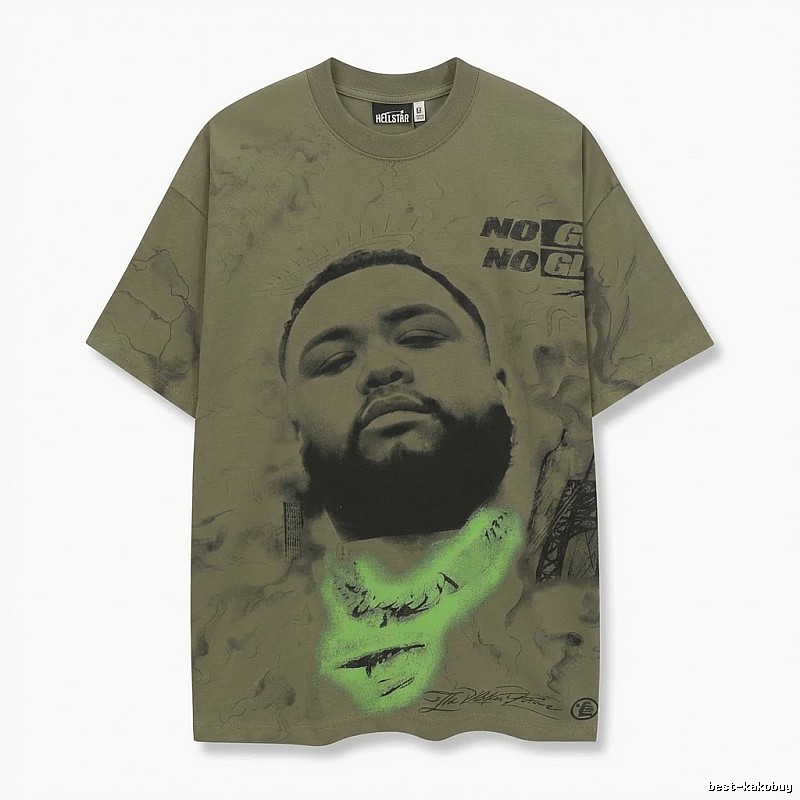 Hellstar Retro Style Olive Green T-shirt