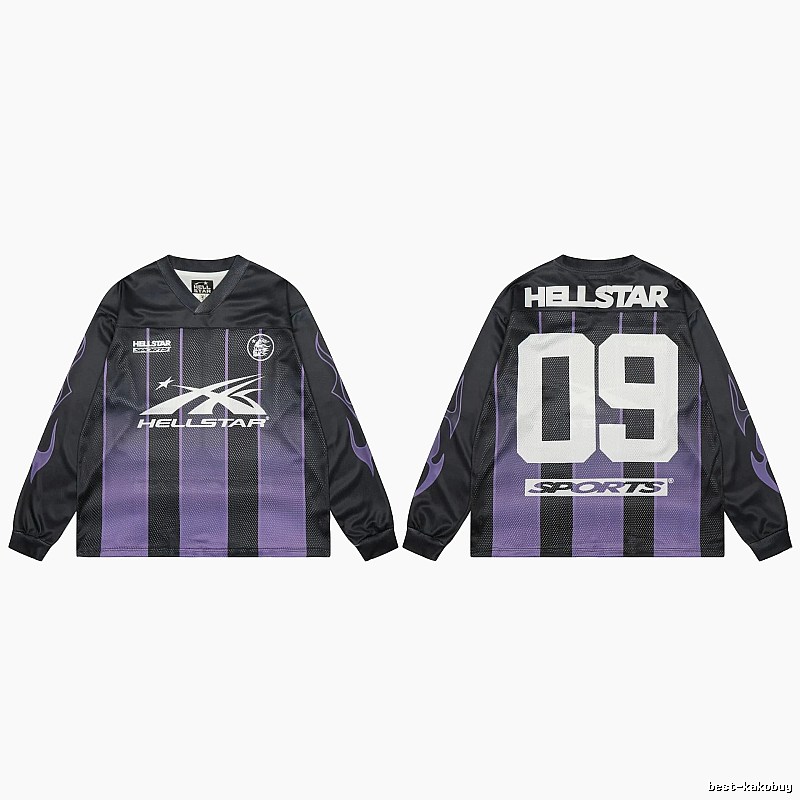 Hellstar Sporty Street Style Black and Purple Long-Sleeve Jersey