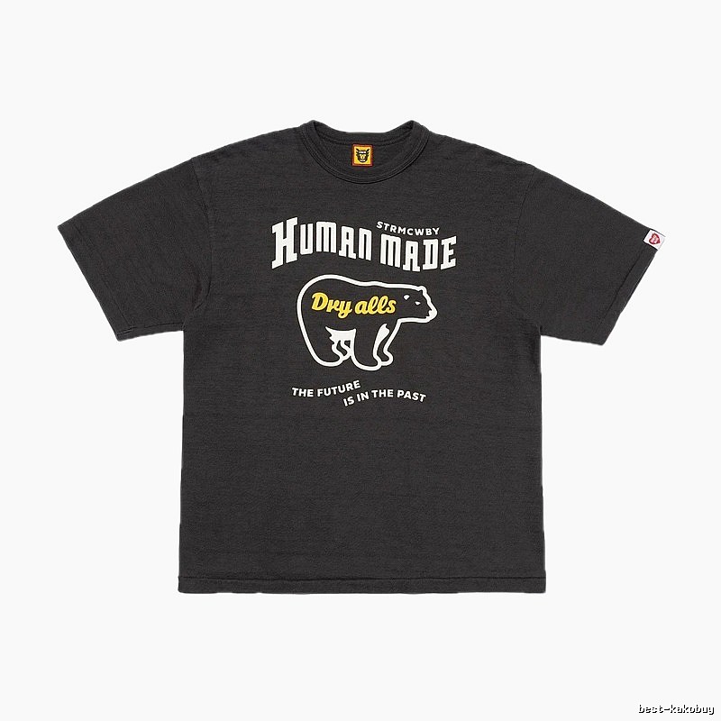 HUMAN MADE Polar Bear Print Vintage Style Charcoal Black T-Shirt