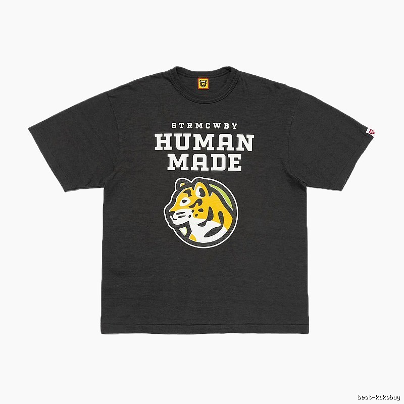 HUMAN MADE Tiger Head Print Vintage Style Black T-Shirt
