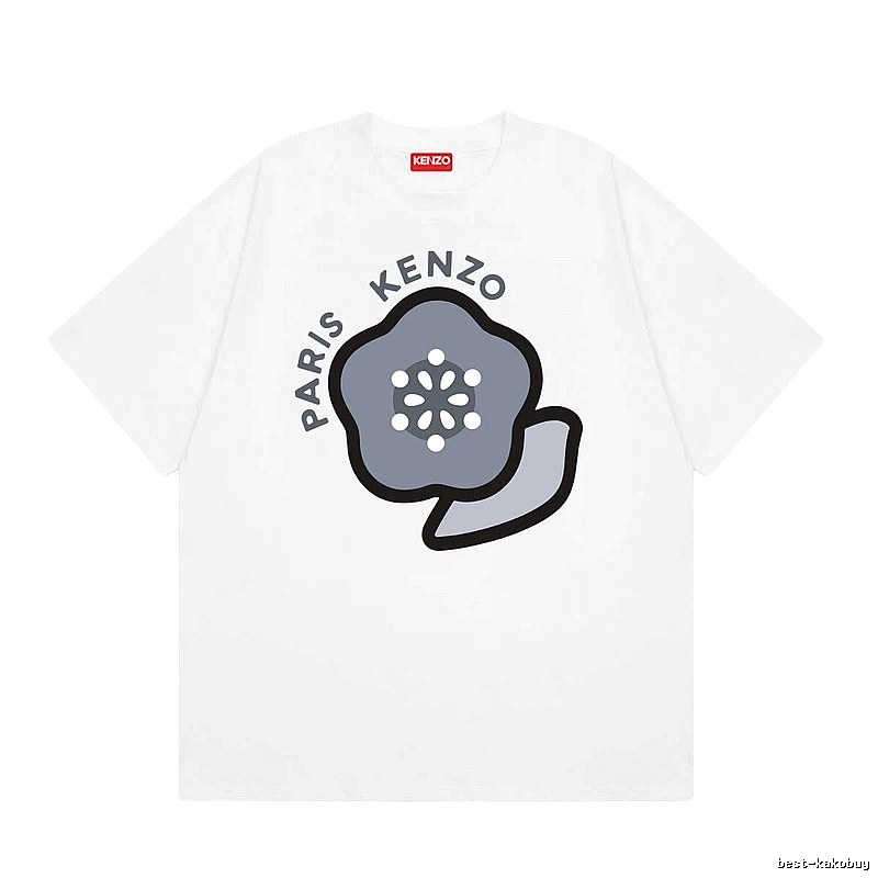 KENZO Begonia Print Casual Style White T-Shirt