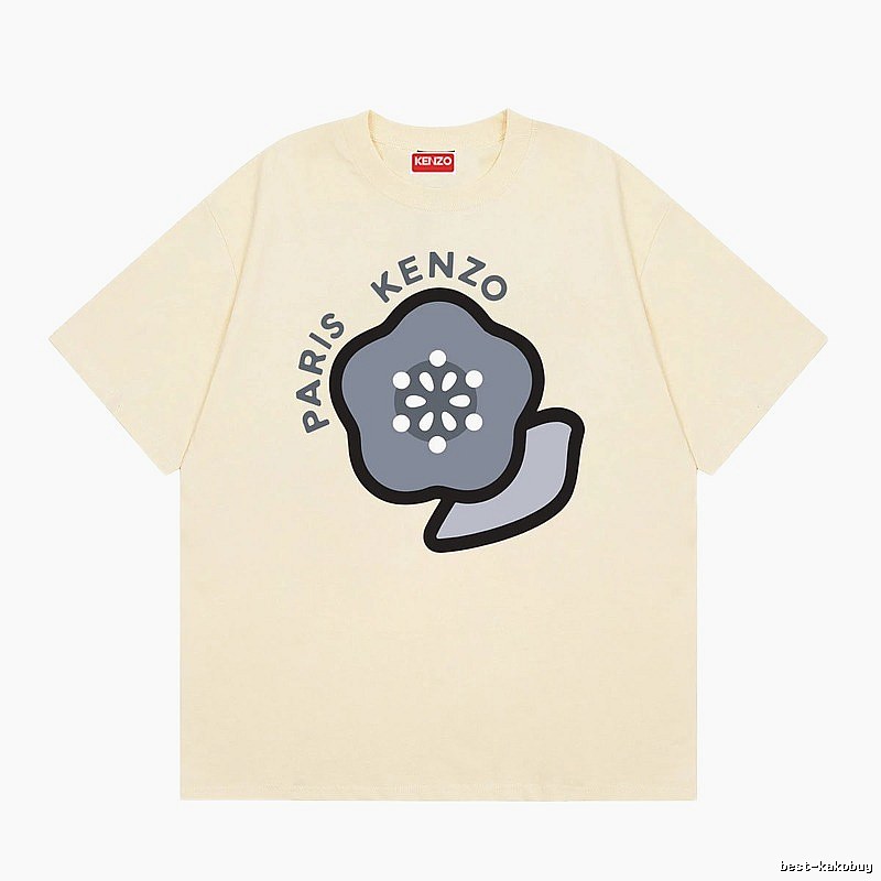 KENZO Paris Floral Print Casual Style Beige T-shirt