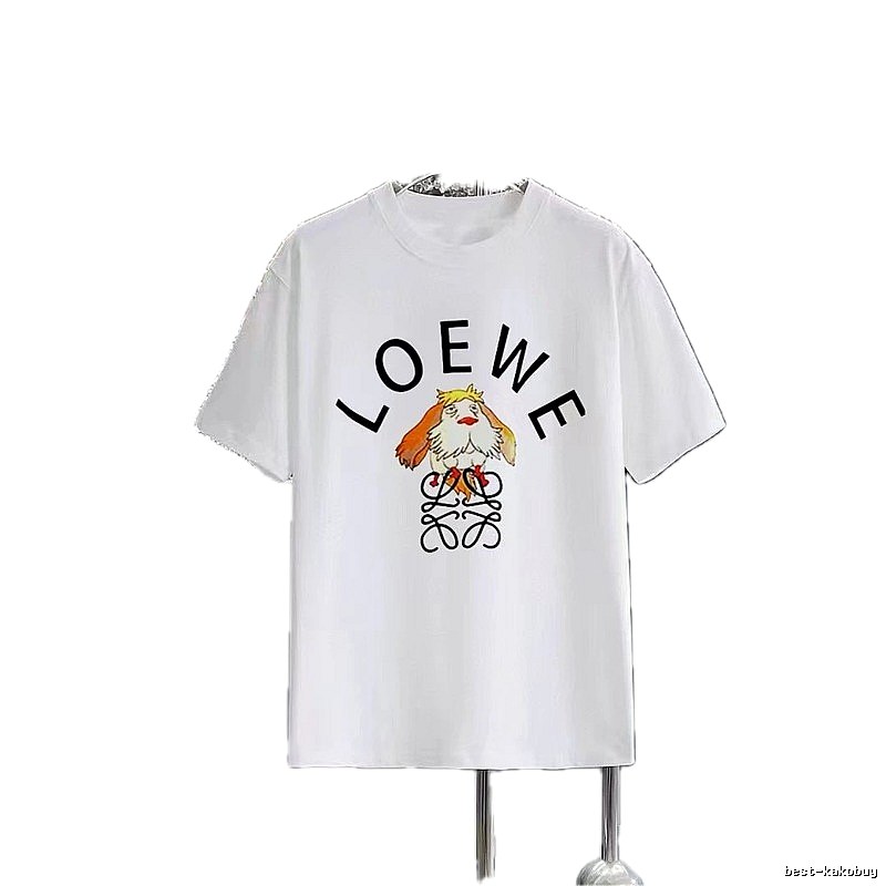 LOEWE Cartoon Print Casual Style White Short-sleeve T-shirt