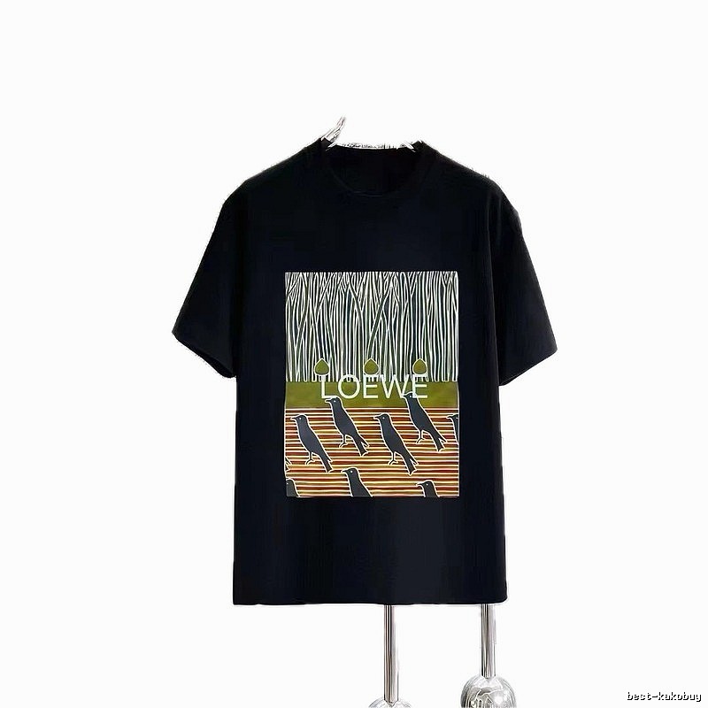LOEWE Crow Print Vintage Style Black T-Shirt