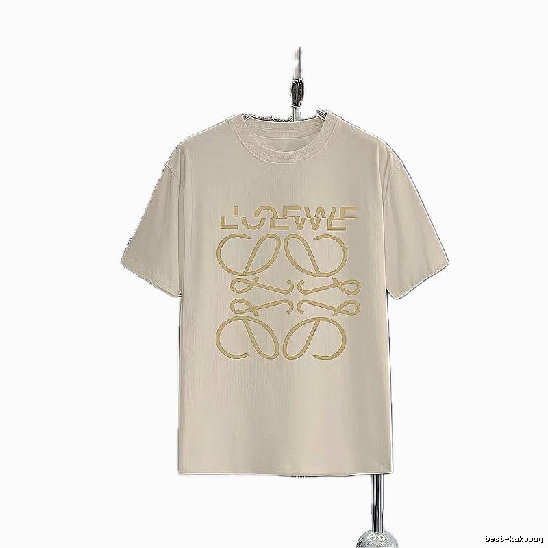 LOEWE Hot-stamped Minimalist Style Off-white Short-sleeve T-shirt