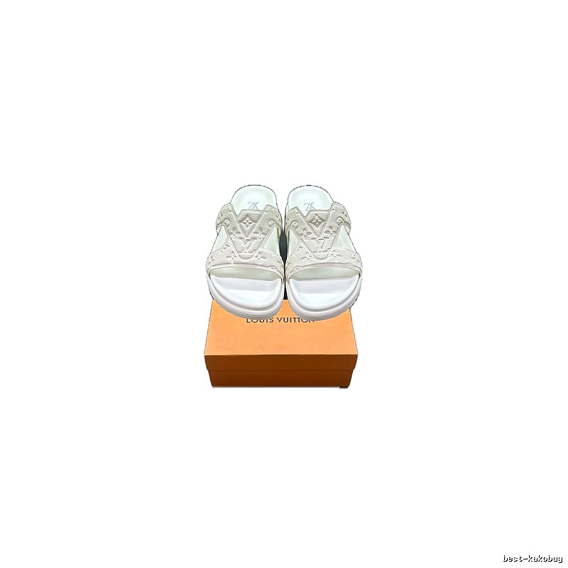 Louis Vuitton Embossed Monogram Casual Style White Slippers