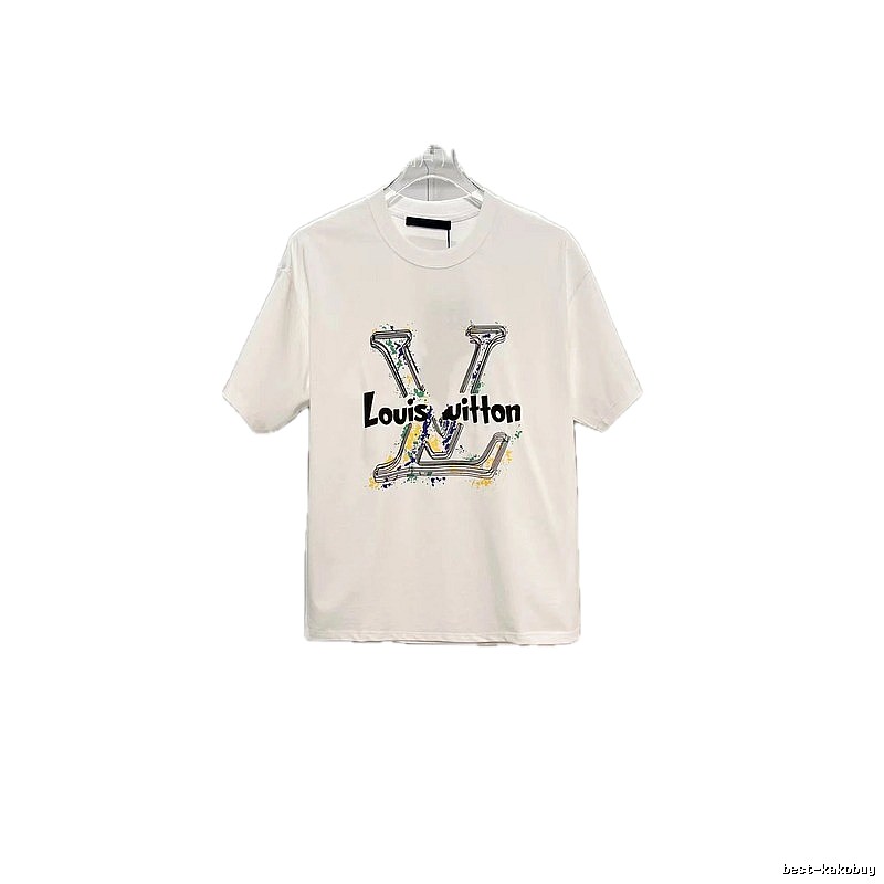 Louis Vuitton Ink-Splashing Trendy & Cool Style White Short-Sleeve T-Shirt