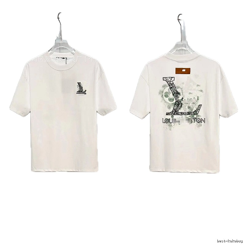 Louis Vuitton Large Print Trendy Style White T-Shirt