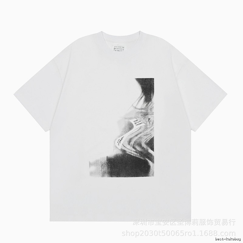 Maison Margiela Abstract Ink-wash Style White Short-sleeve T-shirt