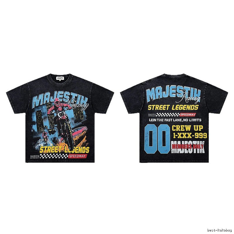 MAJESTIK Racing Vintage Street Black Short Sleeve T-Shirt