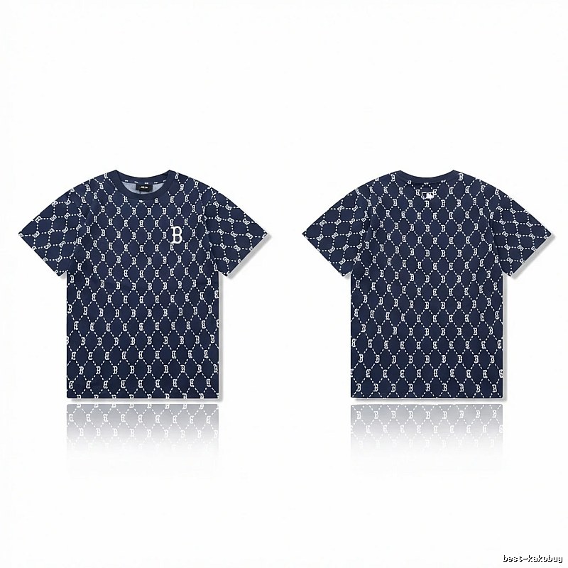 MLB full - printed style navy blue T - shirt