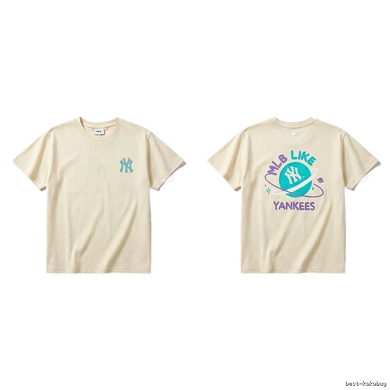 MLB Yankees trendy brand beige T-shirt