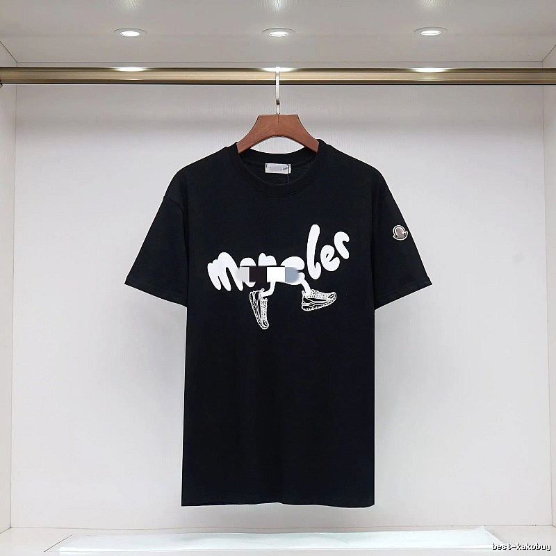 Moncler Casual Printed Black Short Sleeve T-Shirt