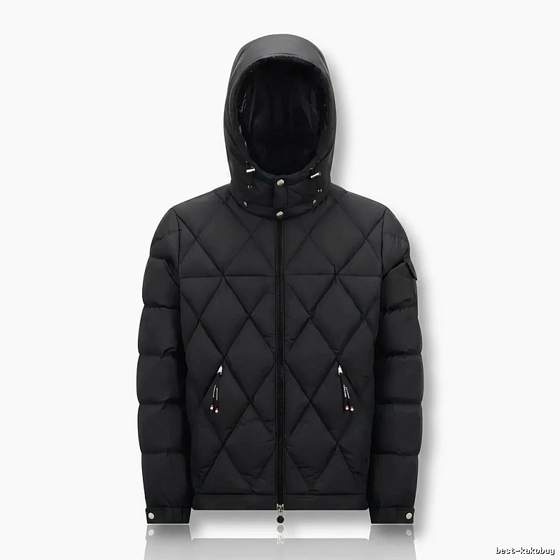 Moncler diamond-check trendy and cool style black down jacket