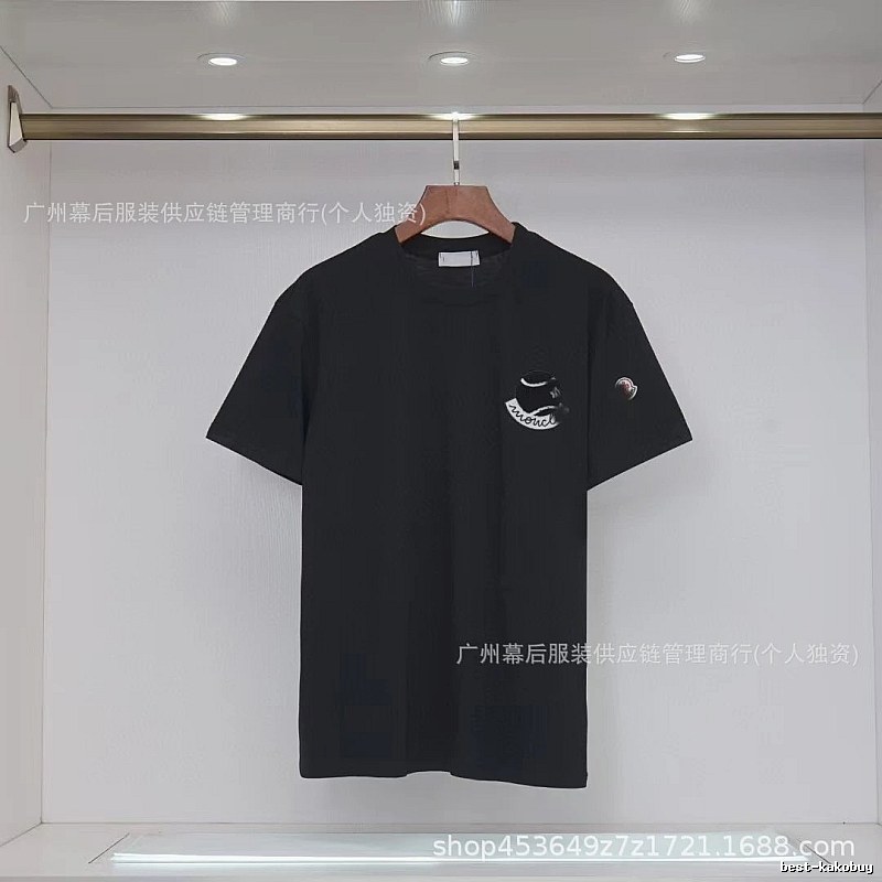 Moncler Embroidered Casual Black Short-sleeve T-shirt