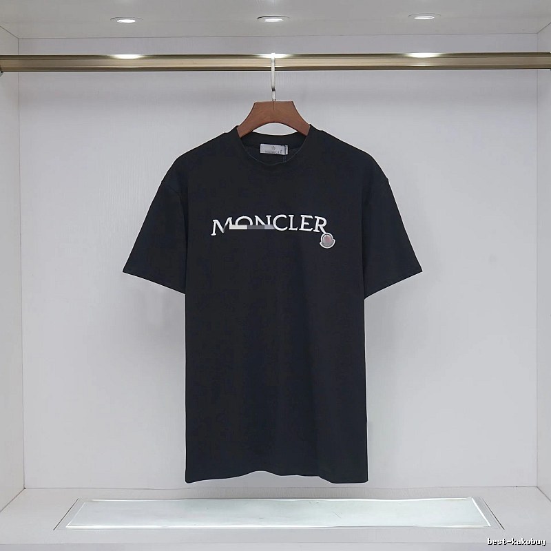 Moncler Embroidered Casual-Style Black T-Shirt