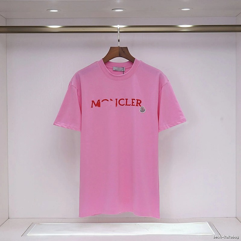 Moncler Embroidered Casual-style Pink T-Shirt
