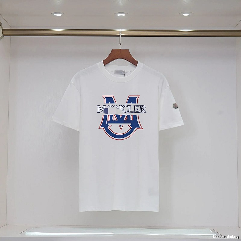 Moncler Large M Printed Casual Style White T-Shirt
